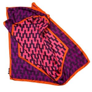 Jonathan Adler 100% Silk Geometric Pattern Vibrant Colourful Square Scarf